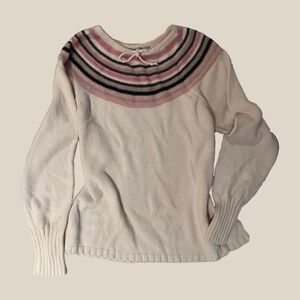 Pink, White and Brown Sweater with a little neck tie!